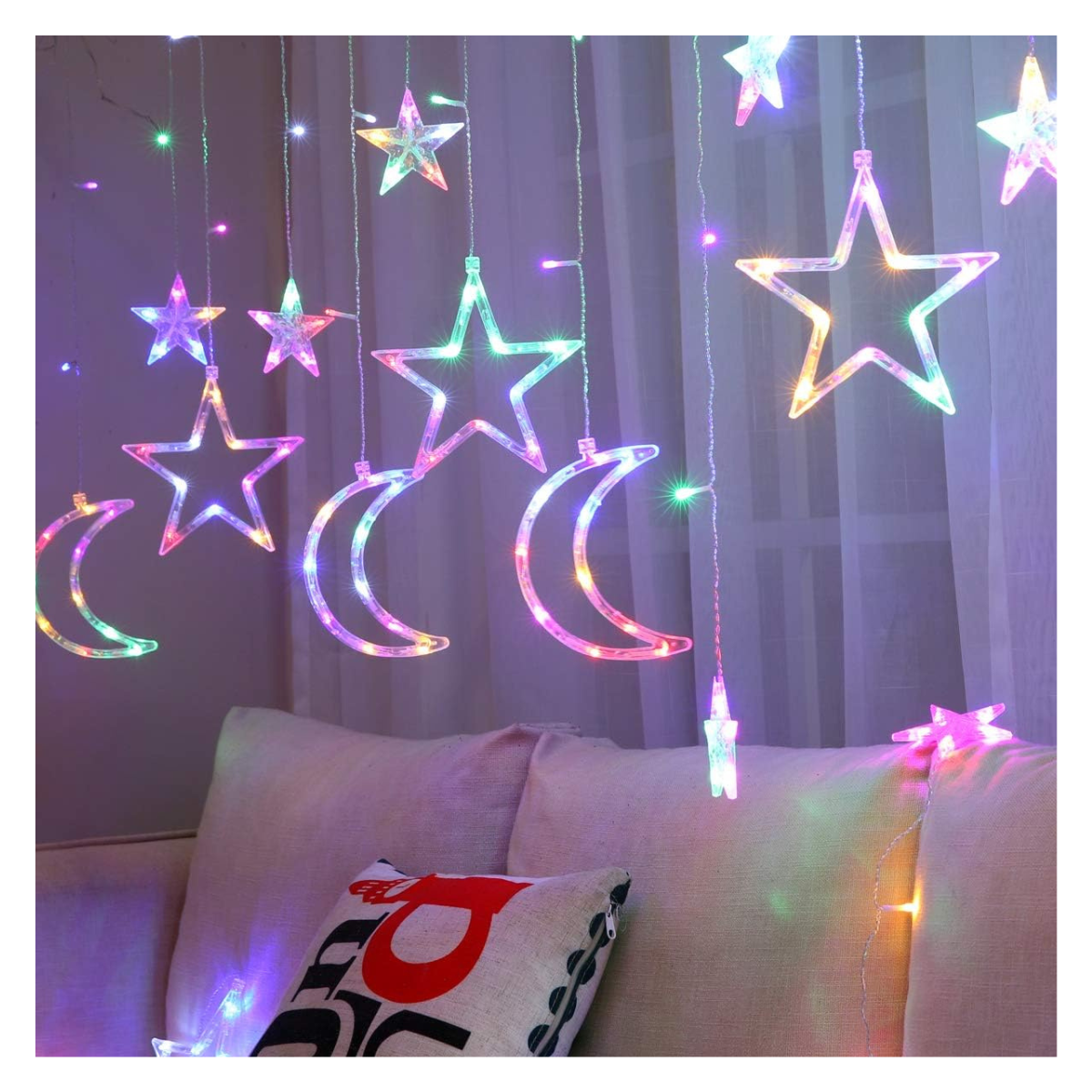 Cortina LED Luna-Estrellas 3M – Magia y brillo para tus celebraciones ✨🌙