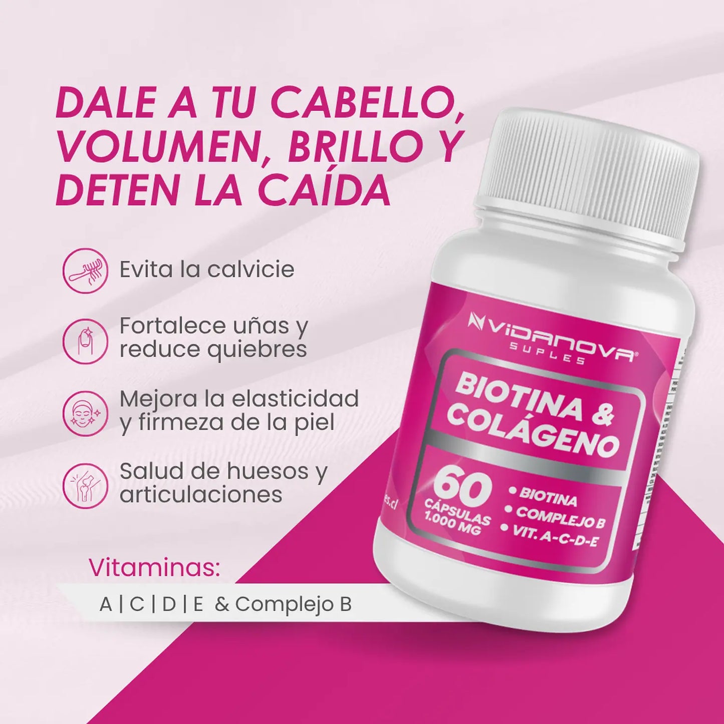 Biotina + Colágeno 1000mg – 60cap | Belleza y salud desde adentro 💖