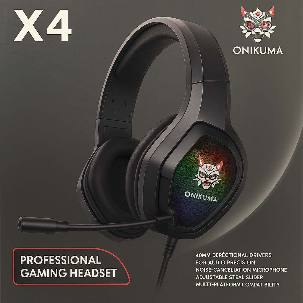 Audífonos Gamer Onikuma X4 con Micrófono y Luces LED RGB 🎮