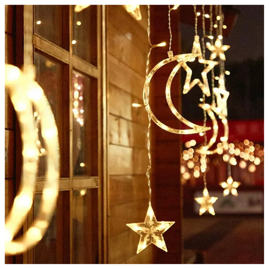 Cortina LED Luna-Estrellas 3M – Magia y brillo para tus celebraciones ✨🌙