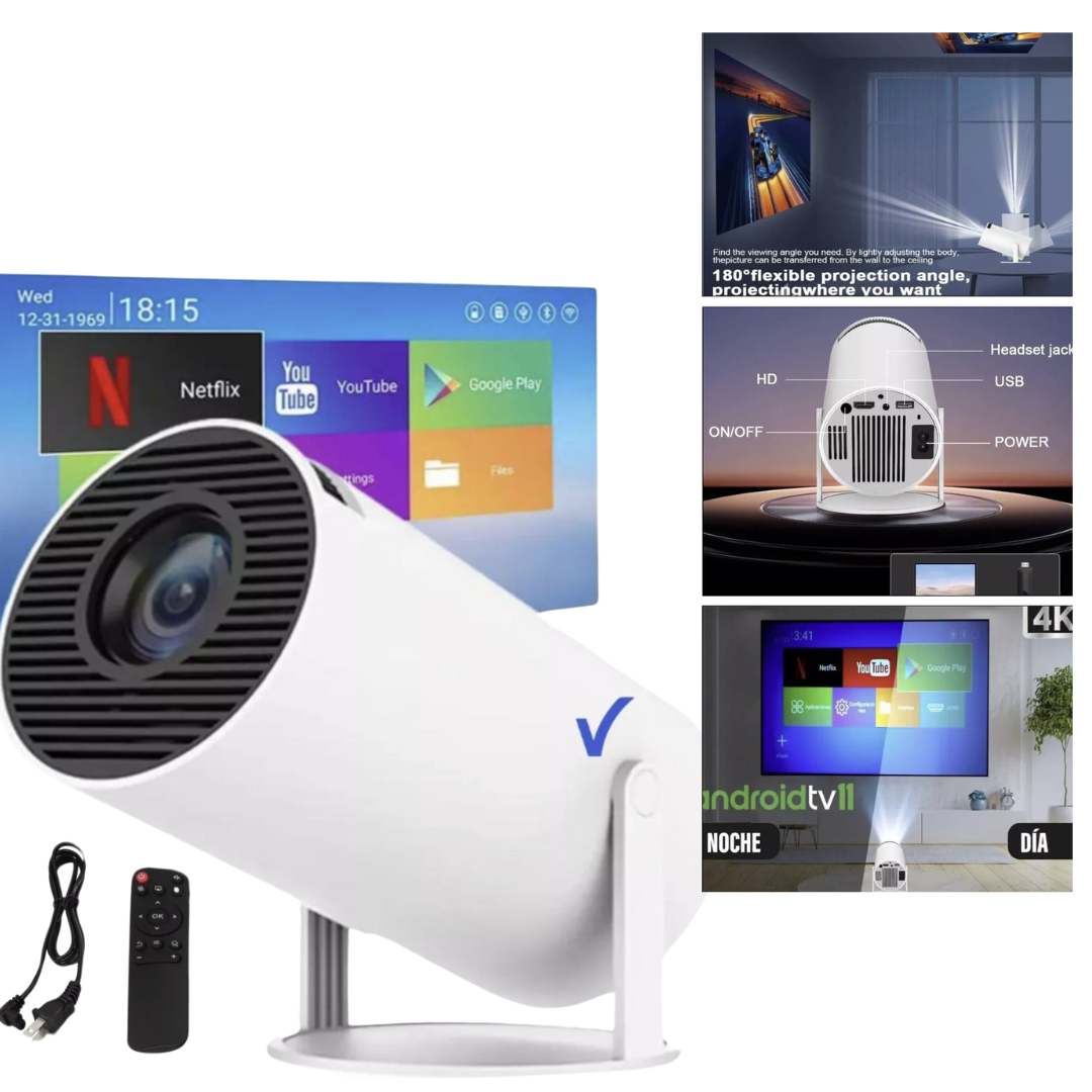 Proyector Portátil UHD Android + Magis TV – ¡Tu cine en cualquier lugar! ✨🎥