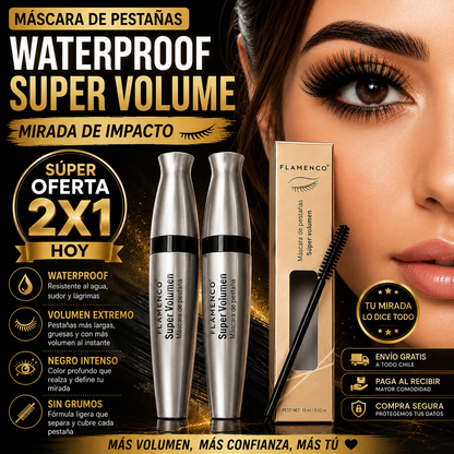 Máscara de Pestañas Waterproof Negro - Super Volume 2x1