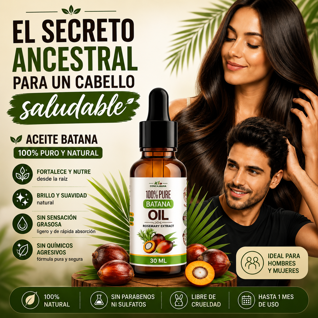 Aceite Batana 30ml - Nutrición profunda, brillo real, crecimiento visible.🌿