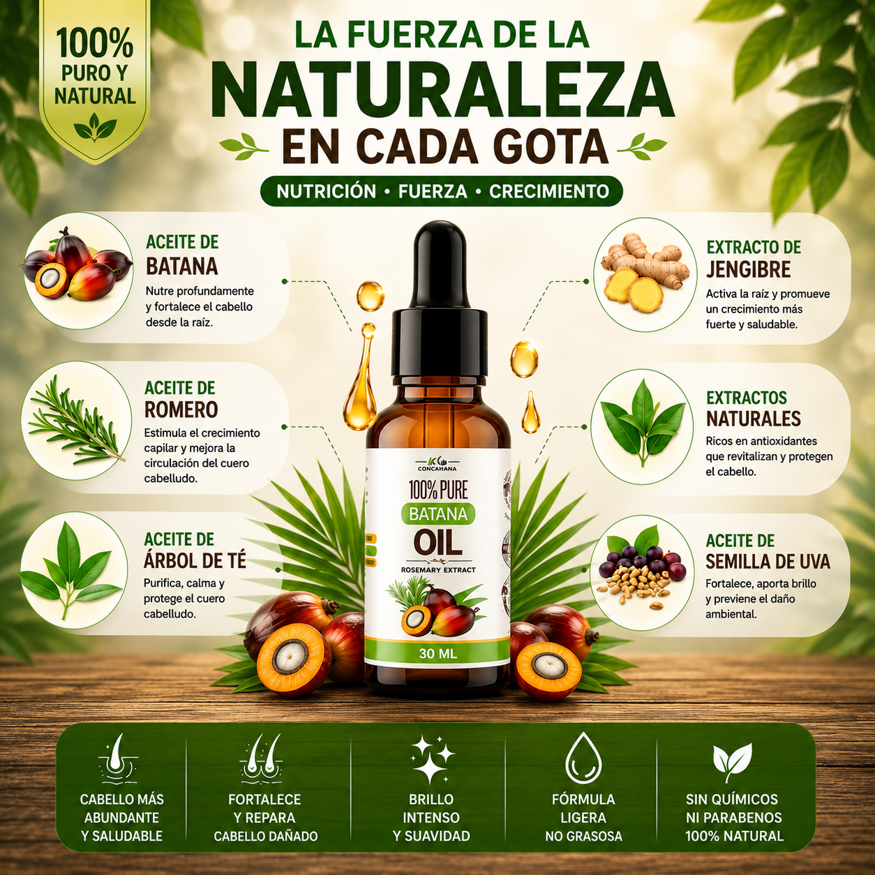 Aceite Batana 30ml - Nutrición profunda, brillo real, crecimiento visible.🌿
