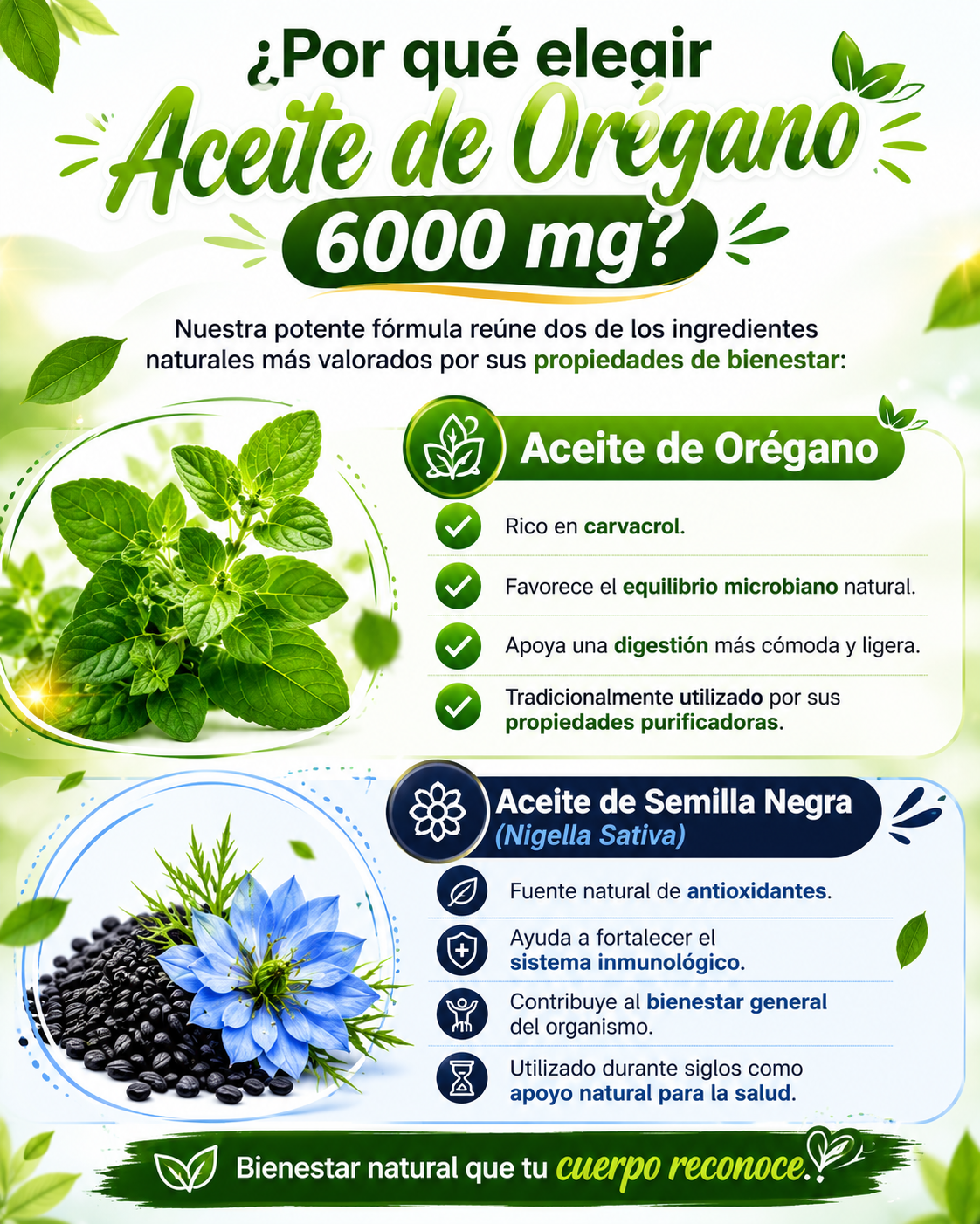 Aceite de Orégano 6000 mg + Semilla Negra Natural™ | 60 Cápsulas 🌿