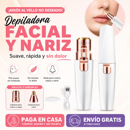 Depiladora Facial y Nariz Recargable USB | Piel Suave y Sin Dolor