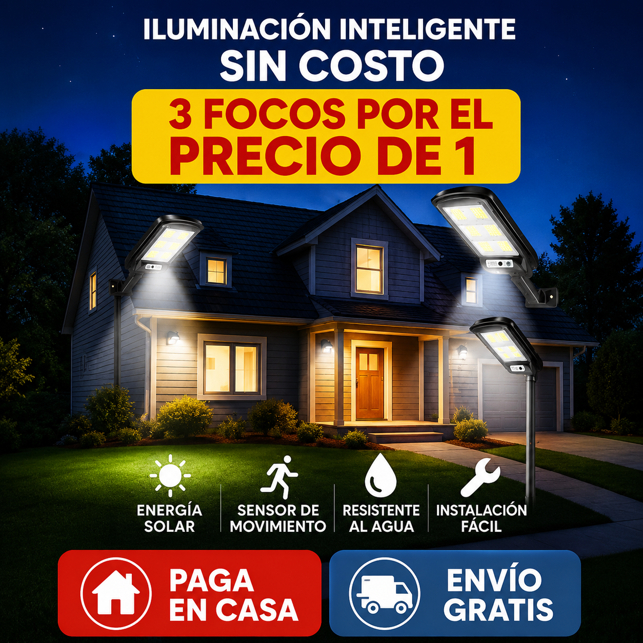 Pack 3 Focos Solares LumiGuard™💡🔋