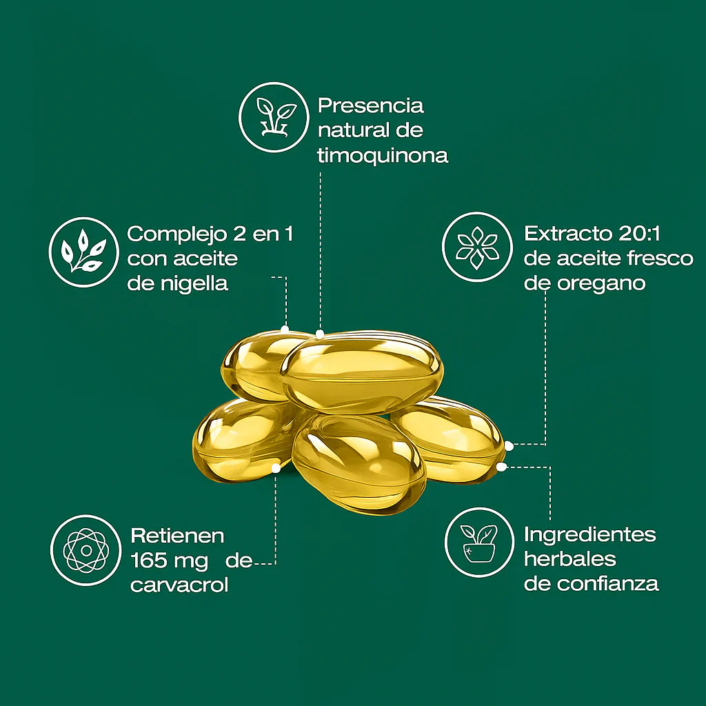 Aceite de Orégano 6000 mg + Semilla Negra Natural™ | 60 Cápsulas 🌿