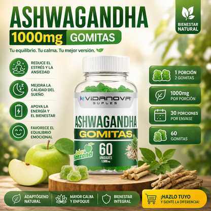 Ashwagandha 1000mg | 60 Gomitas para tu Bienestar y Equilibrio Diario 🌿