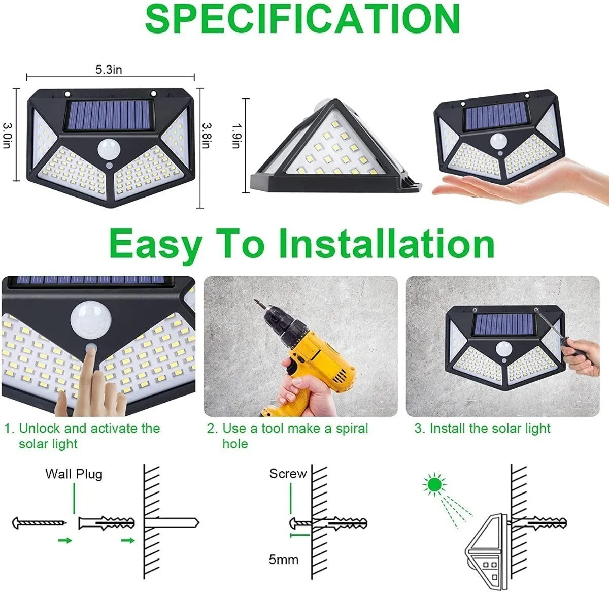 Lámpara Solar Exterior Sensor Movimiento